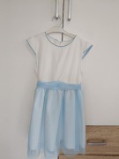 Elegancka sukienka, biało niebieska, tiulowa 