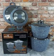 zestaw DUŻYCH garnków(2x wok + 2xduże garnki) KB-3946-czarne/ KB-4046-szare