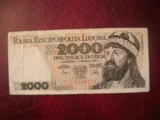 POLSKA BANKNOT PRL 2000 zł 1982 r. seria CC MIESZKO I
