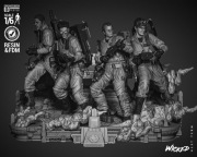 Ghostbusters Pogromcy Duchów Diorama 1/6 Ręcznie Malowana Żywica
