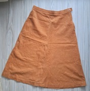 Spódnica midi trapezowa sztruks pomarańczowa S 36