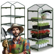 MINI TUNEL FOLIOWY SZKLARNIA OGRODOWA NA BALKON OGRÓD 4 PÓŁKI 160x70x50 cm