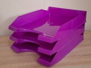 3 półki szuflady na dokumenty A4 zestaw organizer na biurko fioletowy 