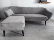 Narożnik Sofa Mia welurowa / aksamitna do salonu szara POZNAŃ Odbiór Własny