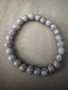 Bransoletka z koralików szklanych 8 mm – szara marmurkowa 