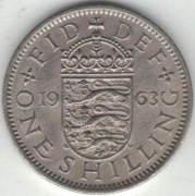 296 Wielka Brytania 1 shilling szyling 1963 herb angielski
