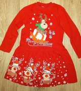 Sukienka świąteczna Mikołajki czerwona dla 5-latki Rozmiar 122 + gratis