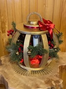 Drewniany złoty lampion latarnia 35x35cm na prezent stroik ze sznurkiem 