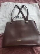 FURLA na gwiazdkę! - oryginalna skórzana torebka brąz-bordo