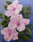 Obraz "Hibiskus", akryl na płótnie , 50x 40 cm,