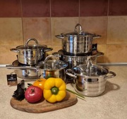 Garnki nierdzewne komplet zestaw likwidacja magazynu 