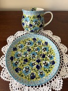 Zestaw kubek talerz ceramika bolesławiecka