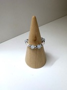 Pierścionek handmade z akwamarynem i masą perłową