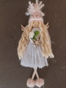 Świąteczny aniołek, makramowy, 9 x 22 cm