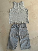 Komplet jeansy spodenki koszulka na ramiączkach szare H&M 14 lat 164