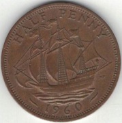 Wielka Brytania half penny 1/2 pensa 1960 - 25,4 mm - nr 3