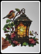 Nowy witraż dekoracja okienna łapacz słońca latarnia latarenka ptaszek