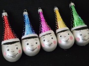 Bombki choinkowe szklane pajacyki 5 szt retro styl jak z prl 