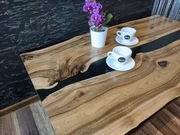 Ława stolik kawowy ORZECH z czarną żywicą 