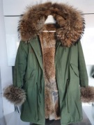 Parka z futrem naturalnym S