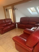 Skórzany komplet wypoczynkowy. Kanapy ; trójka, dwójka i pojedynczy fotel..