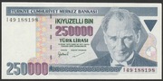 Turcja 250000 lirasi 1998 - stan bankowy UNC -