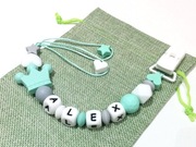 Klips z imieniem, personalizowana zawieszka do smoczka z imieniem