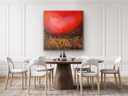 Obraz abstrakcja czerwona 100x100cm ręcznie malowana