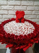 Duży bukiet z misiem na Walentynki Prezent na Walentynki urodziny Dla niej