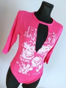 Boohoo body seksowne różowe choker długi rekaw l xl
