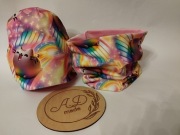 Komplet zestaw czapka komin Kot urodziny bawełniany tęcza 