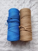 Sznurek poliestrowy plaski niebieski i karmelowy 5mm