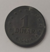 Moneta Jugosławia 1 Dinar 1945 r. 