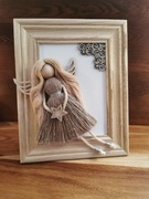 Aniołek w ramce, anioł stróż, prezent hand made 