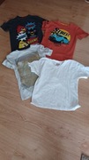 4 koszulki t-shirty 7/8 lat 128 F&F, Angry Bird