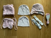 H&M Cool Club czapka 4 sz opaska 2 sz rękawiczki szczotka chicco 2-6m 40-42
