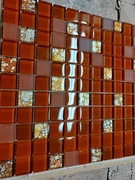 Mozaika szklana 30x30cm kolor rudy z wstawkami