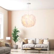 Lampa wisząca z piór biała/srebrna E27 22cm ALLOMN Skaulo