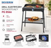 Elektryczny grill BBQ 2w1 na nóżkach z półką Severin PG 8566 2200W