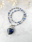 Lapis lazuli, labradoryt, hematyt, srebrna stal UNIKAT  ciężkie serce