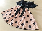 NOWA Sukienka 86 92 beżowa czarna grochy Wizytowa Elegancka