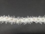 Pasmanteria taśma z koralikami perłami biała falbanka sznurek