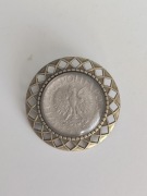 Broszka z oryginalną monetą 1 zł 1929 r. – rękodzieło, żywica, unikat