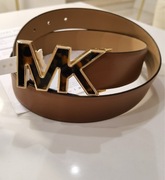 Michael Kors pasek skórzany brązowy złote logo 556158C S