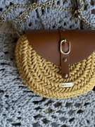 Szydełkowa torebka ze skórą naturalną