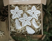 Zawieszki świąteczne, choinkowe, gwiazdy, makrama