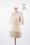 Bluzka z rękawem 3/4 beżowy L Sinsay 70% wiskoza top ivory prążkowany