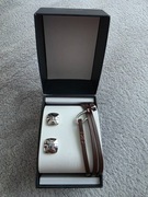 Elegancki Zestaw TOMMY HILFIGER | Skórzana Bransoletka + Spinki TH