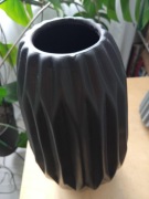 CERAMICZNY WAZON czarny ryflowany prążki MODNY ORGANICZNY WZÓR 