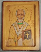 Ikona Święty Grzegorz na prawdziwym drewnie, duża